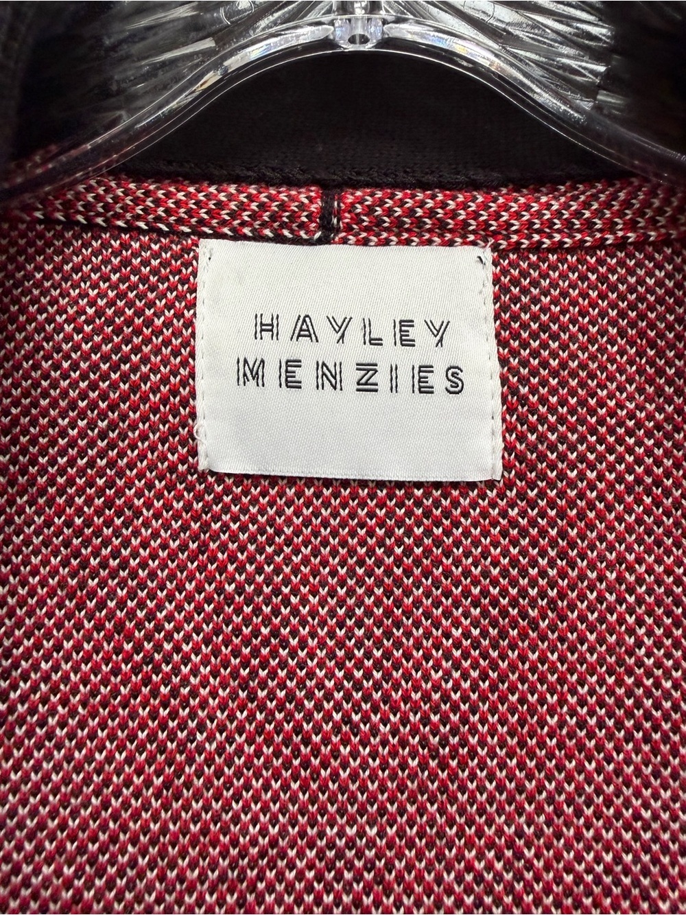 Hayley Menzies Red Patterned Open-Front Women's Cardigan Sweater M - Picture 2 of 6